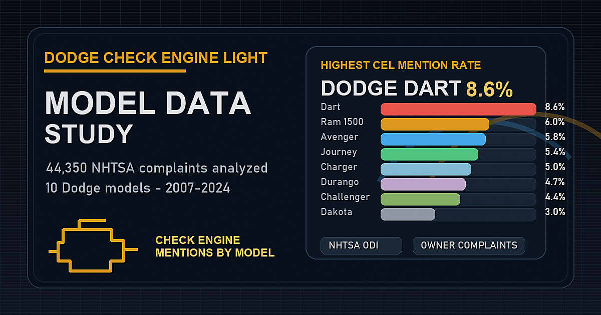 Dodge check engine light complaints by model data study chart