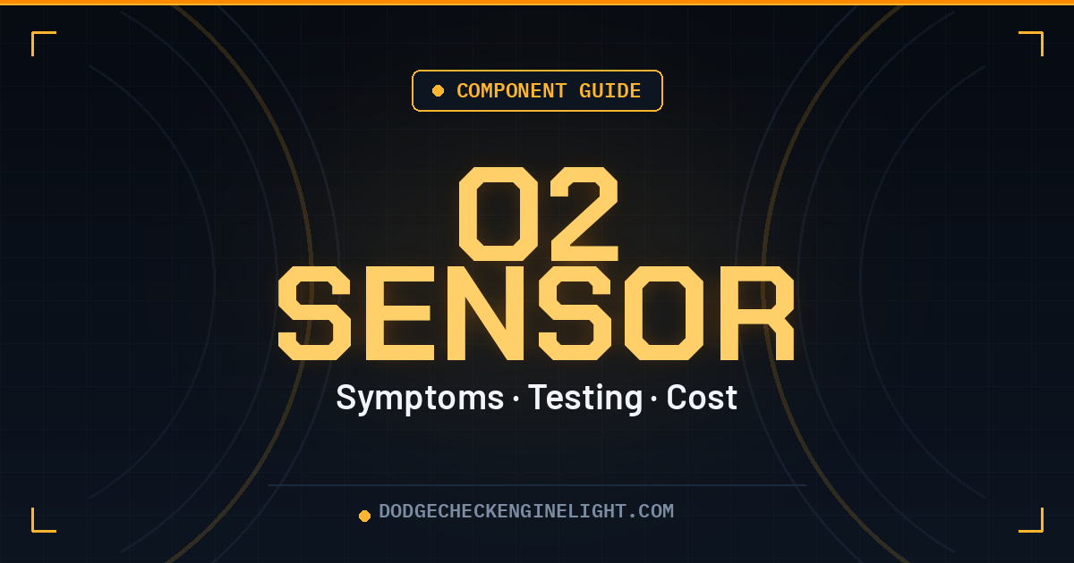 Dodge O2 sensor component guide badge on dark cockpit background
