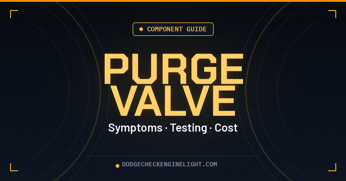 Dodge EVAP purge valve component guide badge on dark cockpit background