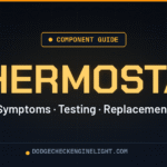 Dodge thermostat component guide badge on dark cockpit background
